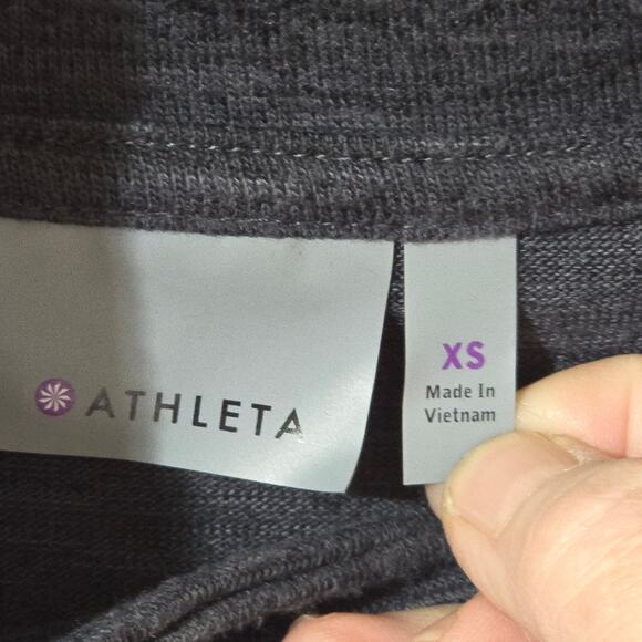 Athleta Techie Sweat Track Sweatshirt Gray X Small Kangaroo Pockets Poly/Spandex - Picture 4 of 7